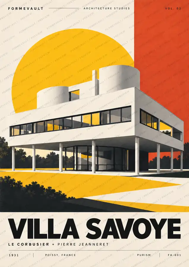 Villa Savoye — Purism, edición clara con marca de agua FORMEVAULT / PREVIEW.