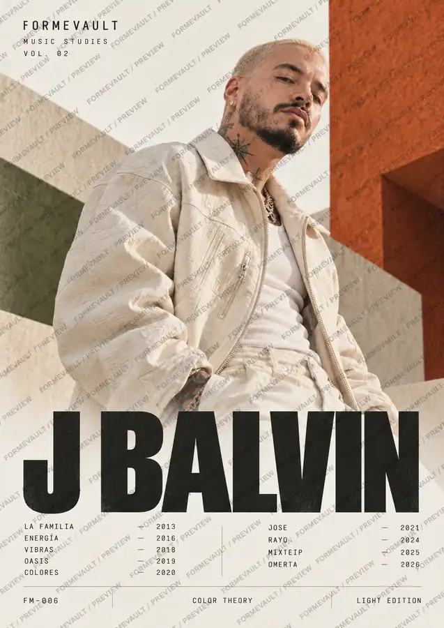 J Balvin — COLOR THEORY / FM-006, edición clara con marca de agua FORMEVAULT.